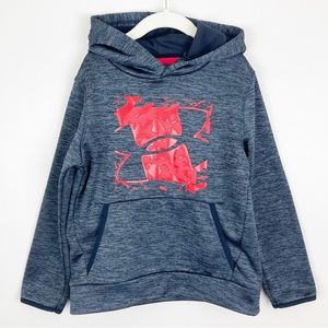 Under Armour - XS Boys Gray Hoodie with Red Logo